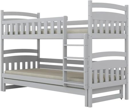 Kocot Kids Łóżko piętrowe JULITA 80x160 białe drewniane trzyosobowe (KKLLA_BI_168_BB_SB_BM)