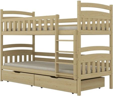 Kocot Kids Łóżko piętrowe JULITA 80x180 sosna nielakierowana drewniane z szufladami (KKLLA_NN_188_BB_ZS_BM)
