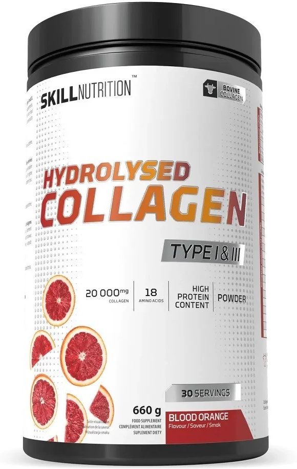 Zdjęcie Skill Nutrition - HYDROLYSED COLLAGEN TYPE I & III – Blood Orange | 660 g - Strumień