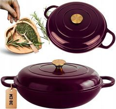 Zdjęcie Hage Emaliowany Garnek Żeliwny Płaski 30Cm 3L Eggplant (DQ30EGGPLANT) - Lipsko