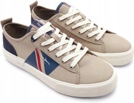 Pepe Jeans Allen Flag Trampki Męskie Brązowe ze Skórą 42 Awd