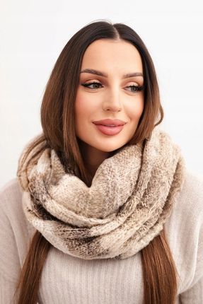 Komin damski wełniany melanżowy miękki otulacz na zimę KN20 beżowy