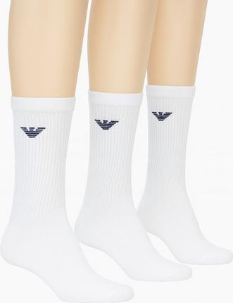 Emporio Armani skarpety męskie Calza wygodne bawełna białe 3-Pack