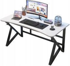 Zdjęcie Rexo BIURKO KOMPUTEROWE BIAŁE GAMINGOWE NOWOCZESNE DLA GRACZA LOFT 120 CM - Kętrzyn