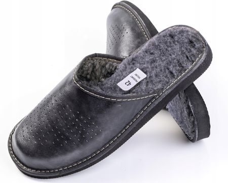 KAPCIE MĘSKIE SKÓRZANE OCIEPLANE PANTOFLE PAPCIE SZARE MAXIMUS r. 40