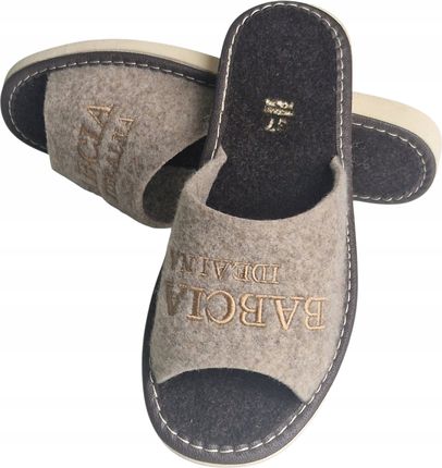 KAPCIE DAMSKIE FILCOWE NA PREZENT DLA BABCI KLAPKI PANTOFLE BEŻOWE r. 36