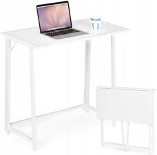 Zdjęcie Biurko komputerowe składane 80x45 cm stolik pod laptopa białe ModernHome - Dobra