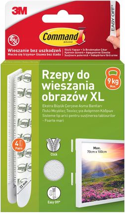 Rzepy do Wieszania Obrazów Duże XL 4 Pary Białe Command
