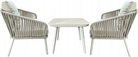 1Dea.Me Komplet Mebli Ogrodowych Stolik 2 Krzesła Fotele Aluminiowe Z Technorattanu (04KKJF2532BE)