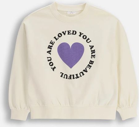 Bluza dresowa oversize z nadrukiem serca i napisami na przodzie