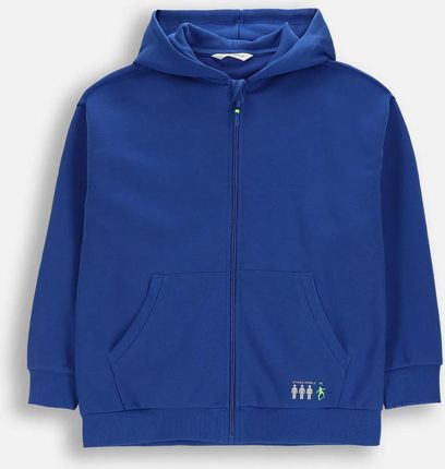 Bluza rozpinana kobaltowa z kieszeniami i kapturem