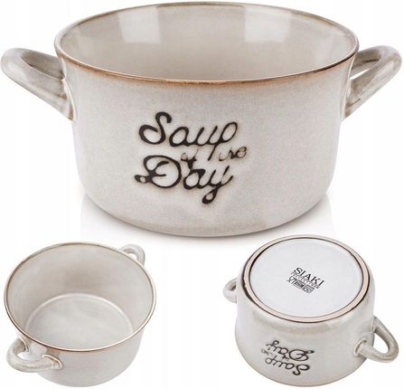 Miska Bulionówka Miseczka na Zupę Gulasz Płatki z Uszami Uchwytami 600 ml