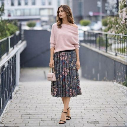 Spódnica damska plisowana Włoska kwiatowy wzór one size