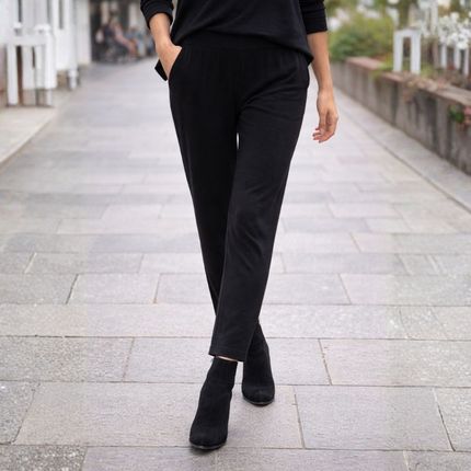 Pink Box Spodnie Damskie Czarne Miękki Dzianinowy Materiał Włoskie Komfort One Size (De1273359)