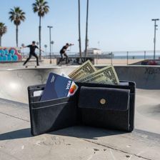 Zdjęcie Portfel z płótna z blokadą RFID czarny - Piaski