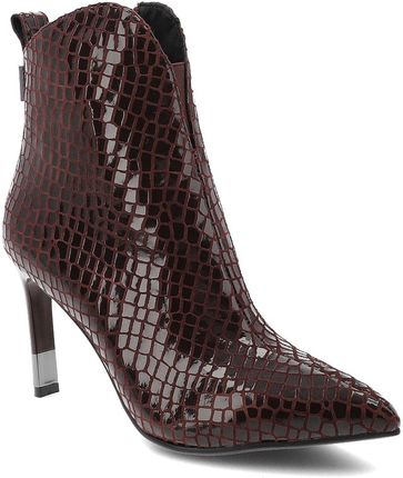 Bordowe Botki S.Barski Eleganckie Obuwie Damskie Na Szpilce