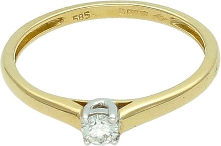 Diament Złoty pierścionek zaręczynowy 585 z brylantem 0,13 ct – Rozmiar 15