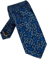 Zdjęcie Jedwabny granatowy krawat VAN THORN w drobne kwiatuszki - Serock
