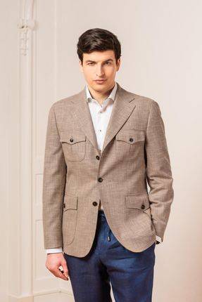 Marynarka safari beżowo brązowa 54