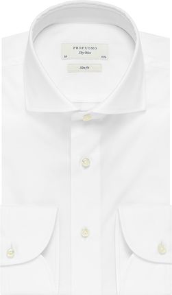 Elegancka biała koszula taliowana (SLIM FIT) z włoskim kołnierzykiem 43