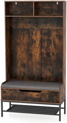 COSTWAY Wieszak Stojący Na Ubrania 4 w 1 z Szafką na Buty i Ławką (33616234095)