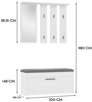 Garderoba z lustrem i szafką na obuwie Biała PARMA T-PRM TOPESHOP TGPRMPARMABI