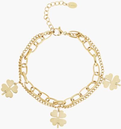 Podwójna pozłacana bransoletka z koniczynkami