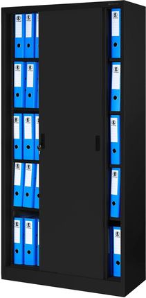 Jan Nowak Biurowa szafa metalowa z drzwiami przesuwnymi KUBA 900x1850x400mm czarna 