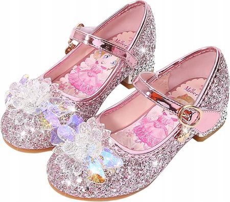 Dziewczęce Buty na Obcasie Księżniczka Cekiny Kryształki Różowe 36 EU