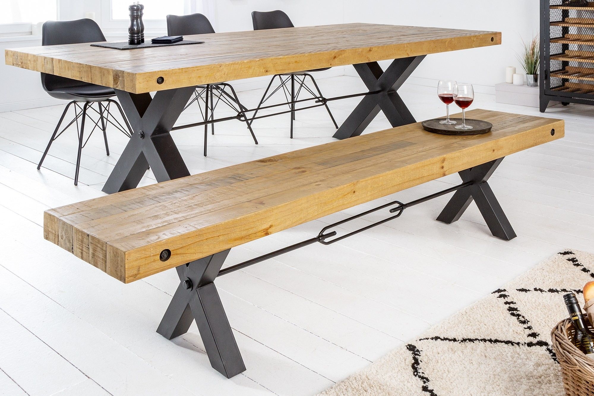 Zdjęcie Invicta Interior Thor Ławka 200 cm sosna 80 mm vintage brąz - Osiek