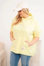 Zdjęcie Bluza damska Plus Size z kapturem i nadrukiem żółta - Pabianice