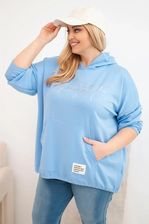 Zdjęcie Bluza damska Plus Size z kapturem i nadrukiem niebieska - Pabianice