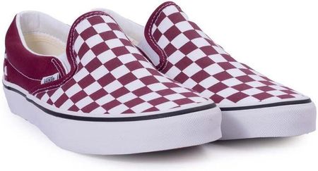 Sneakers Vans Slip-On bordowe w kratkę