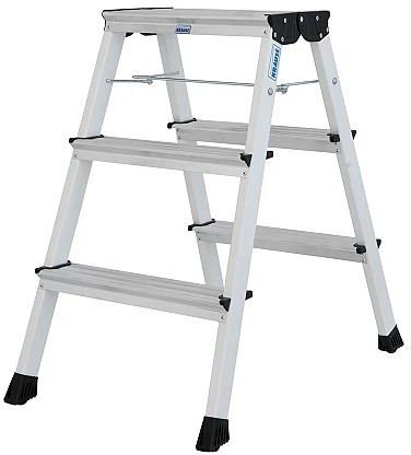 KRAUSE Rolly schodki jezdne dwustronne składane 2x3 aluminiowe białe 130075
