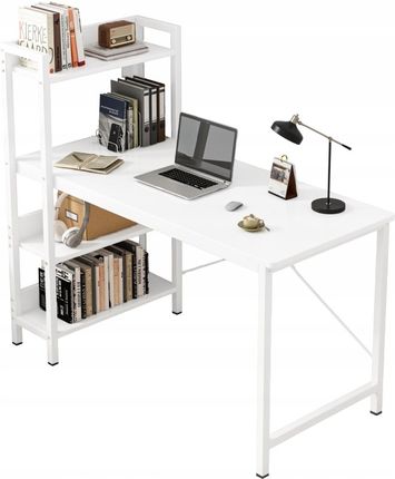 Rebiko Biurko Komputerowe Loft z Regałem 3 półki Białe 120x55x110 cm (5904890434615)