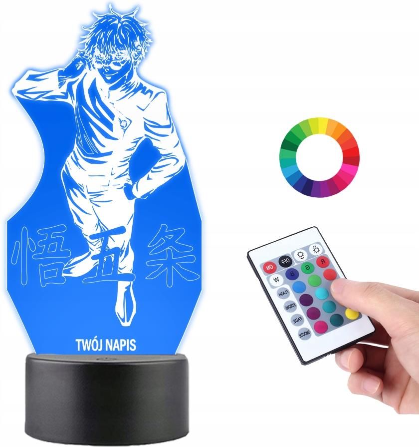 Wall Led Gojo Lampka 3D na szkle Jujutsu Kaisen Satoru Gojo Plexido wielokolorowa LED ...