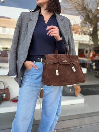 Torebka z włoskiej skóry naturalnej kolor brązowy