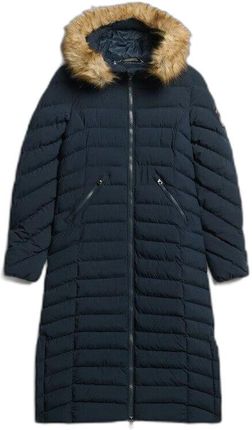 Długa kurtka z kapturem z sztucznego futra dla kobiet Superdry Fuji