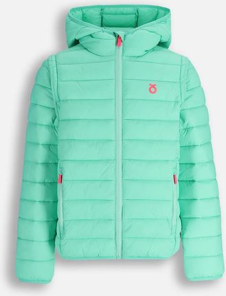 Kurtka przejściowa 2 w 1  seledynowa z kapturem i wypinaną kamizelką