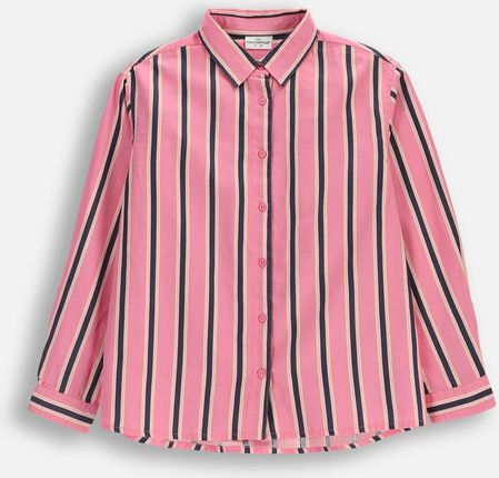 Koszula bawełniana z długim rękawem wielokolorowa w paski z kołnierzykiem