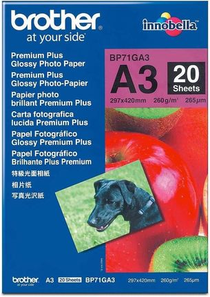 Brother Papier A3 Glossy 260g/m2 20Ark (BP71GA3)