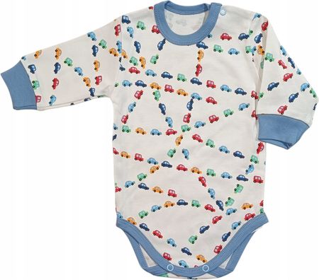 Body chłopięce długi rękaw r. 62 bawełniane body dla noworodka w samochody