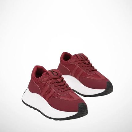 Bordowe Sneakersy Damskie Na Grubej Podeszwie 2360B
