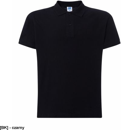 PORA210WK - polo męskie, krótki rękaw ze ściągaczami, 2 guziki, boczne rozcięcia, 65% poliester 35% bawełna - czarny 2XL