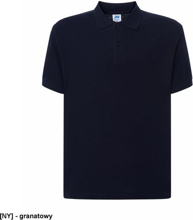 PORA210WK - polo męskie, krótki rękaw ze ściągaczami, 2 guziki, boczne rozcięcia, 65% poliester 35% bawełna - granatowy XL