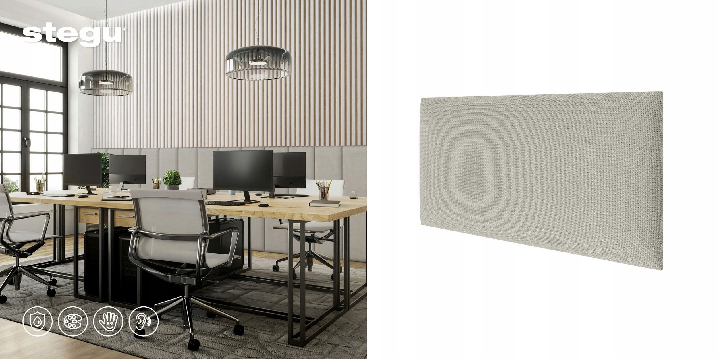 Stegu Panel Tapicerowany Ścienny Wezgłowie 60x30 Szary MOPP60X30B1LN09 ...