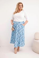 Zdjęcie Spódnica damska Plus Size w kratę z szerokim dołem niebieska - Rzgów