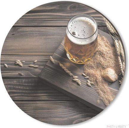 ENTER-TOM Podkładki drewniane pod kufel piwa z napisem "Nie ma jak kufel piwa" 6szt. (PDU00068)