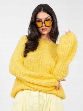 Sweter damski oversize żółty bufiaste rękawy ITALY MODA