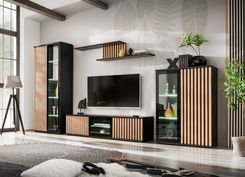 Zdjęcie ASM Meblościanka Cameron Lamel LED hickory jackson/czarny 5907670765664 - Węgorzyno